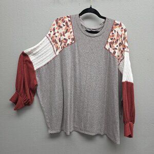Maurices Sweater Womens 2XL Colorblock Knit Patchwork Boho Pullover Soft Cozy